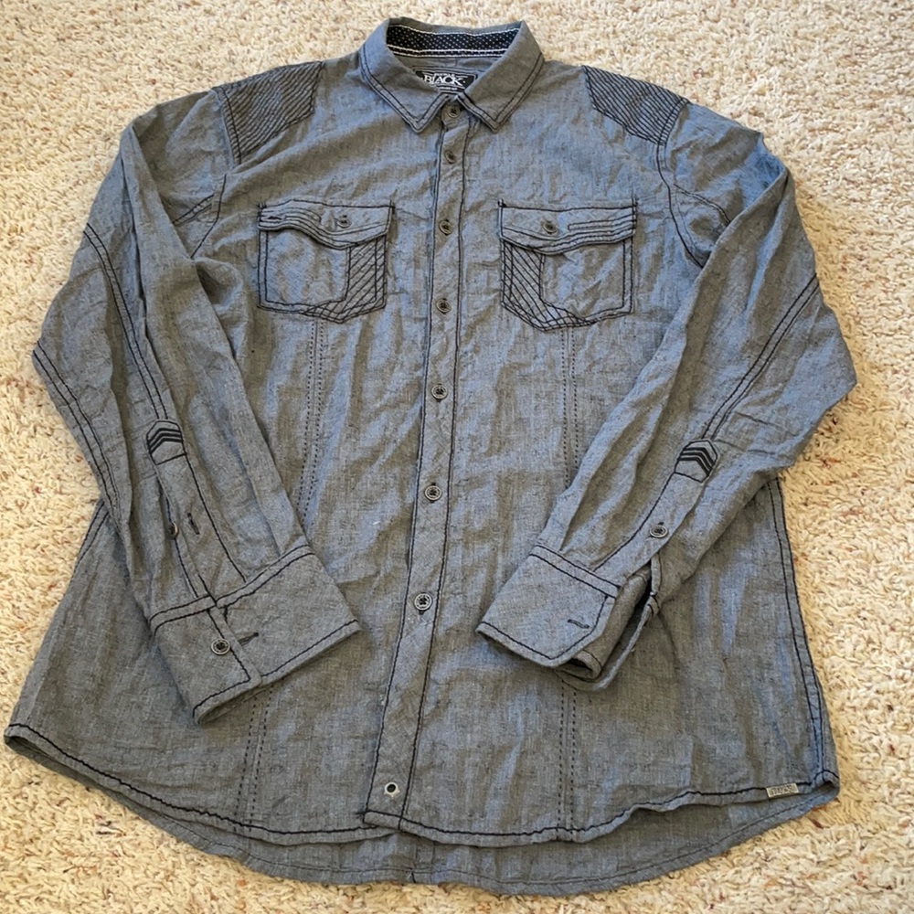 Men’s buckle black button up